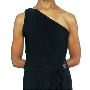 AMERICAN LIVING DRESS || SIZE: 12 || BLACK || ONE SHOULDER MIDI DRESS
